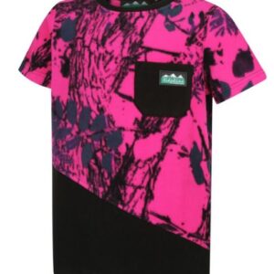 RIDGELINE KIDS SPLICED TEE HYPER PINK CAMO/BLACK 10YR